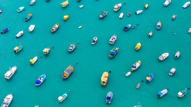 Colorful boats in Marsaxlokk Harbor